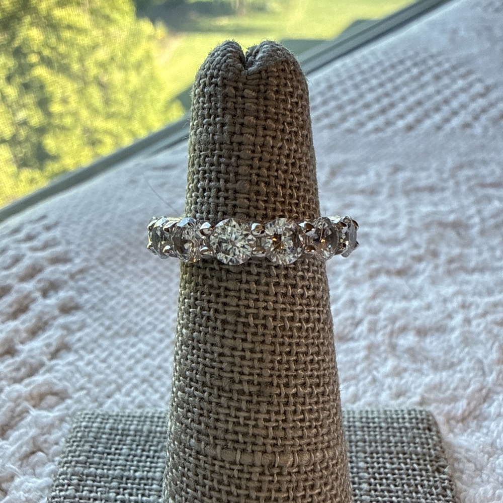 QVC Diamonique Eternity Round Wedding Band Ring CZ 925 Sterling Silver Size 4